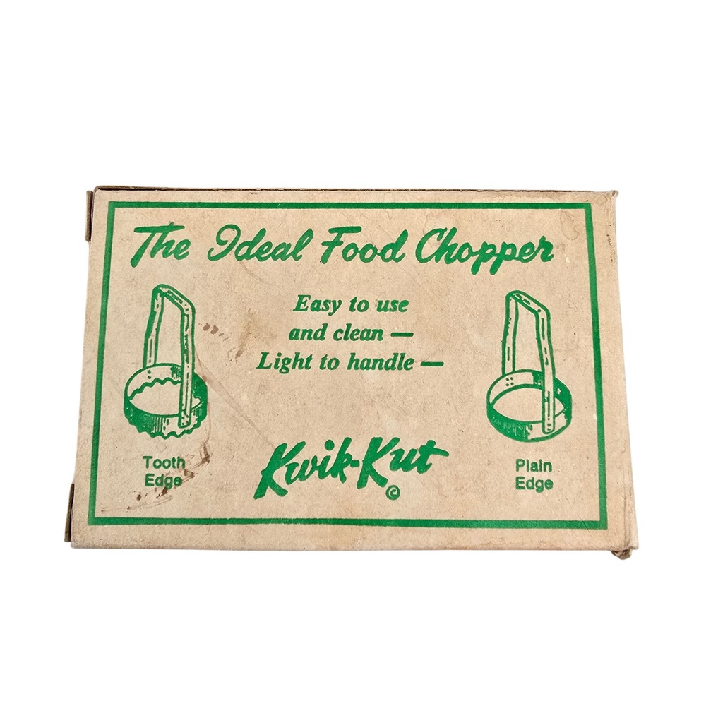 Vintage Kwik-Kut Ideal Food Chopper Plain Edge Stainless Steel Mohawk NY Box